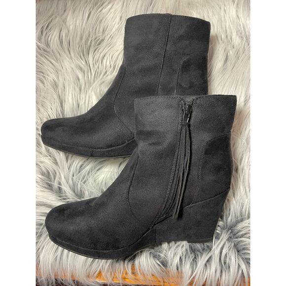 JG womens shorties short boots faux suede matte black size 8 womens bootie - Picture 1 of 13